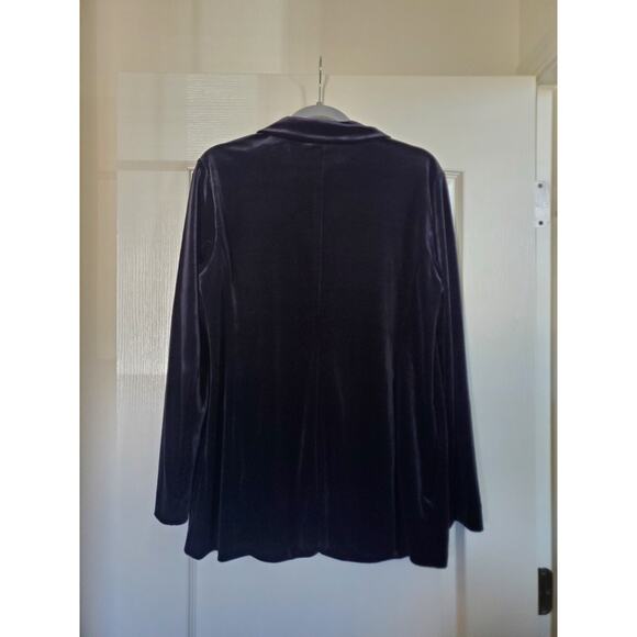 J.Jill Wearever Black Velour Knit Single Button Relaxed Jacket Blazer Sz Medium - Picture 8 of 11